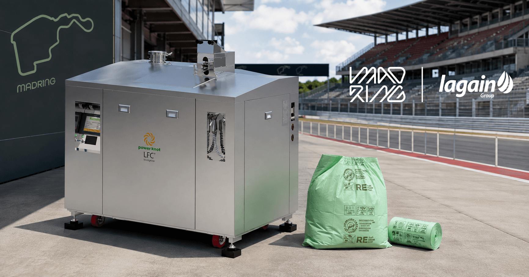 Biodigestor LFC de Lagain Ecosolutions para la gestión de residuos orgánicos durante el GP de España de F1 en MADRING